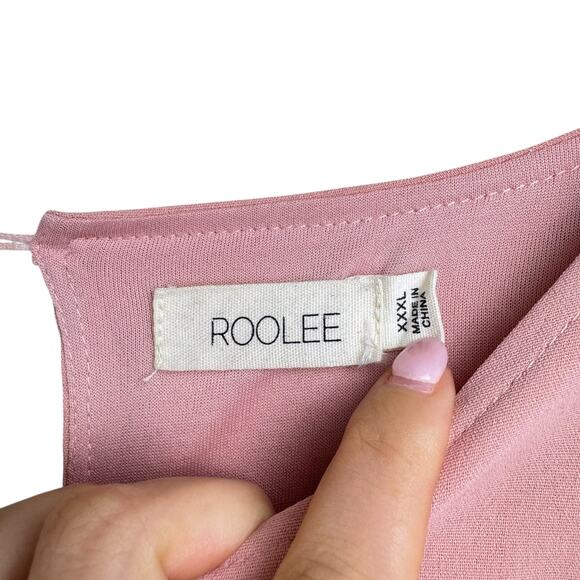 Roolee Classic Taylor Jane Blush Pink Faux Wrap Hi Low Maxi Bridesmaid Dress - Picture 10 of 15